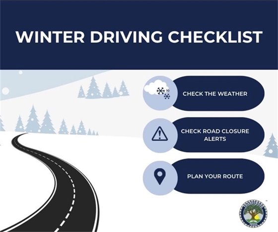 Winter Driving Checklist - check weather before heading out, check road conditions, plan your drive 