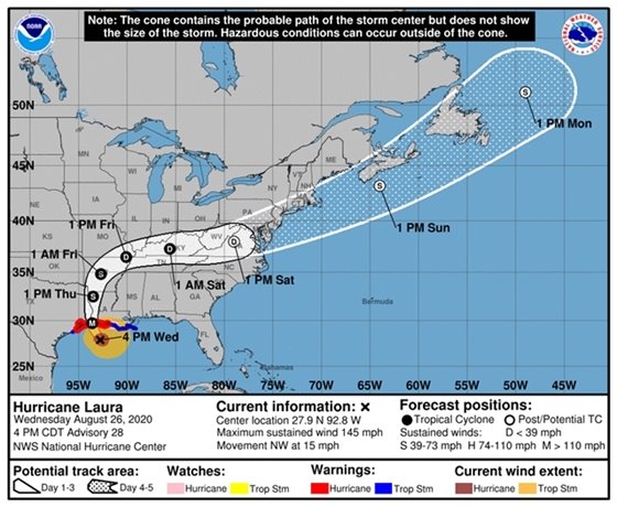 Warnings/Cone graphic from the National Weather Service