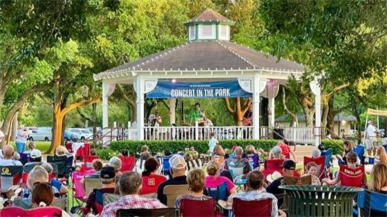 Photo of people watching a concert in the park
