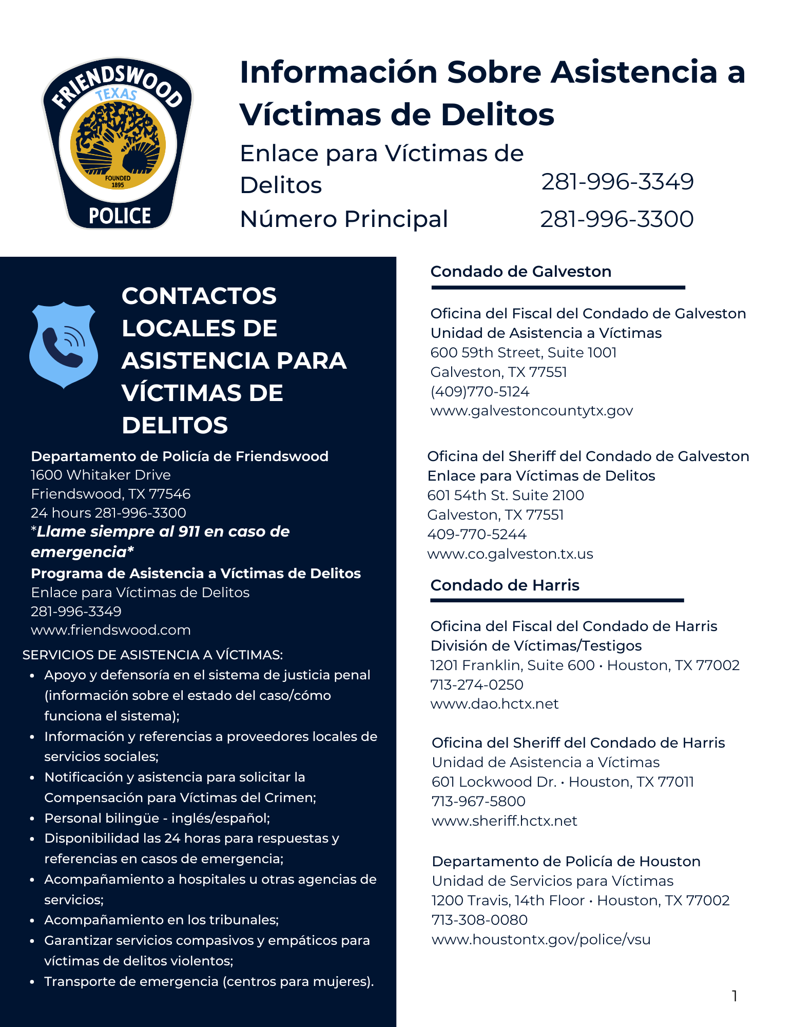 Spanish Victim Assistance Information