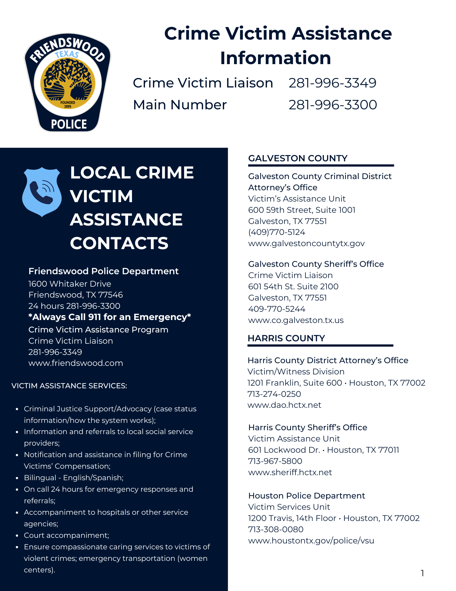 English Victim Assistance Information